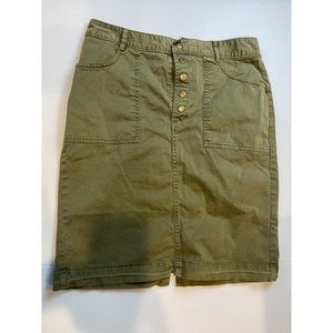 Banana Republic Womens Pencil Skirt Front Button Slit Back Stretch Green Size 4